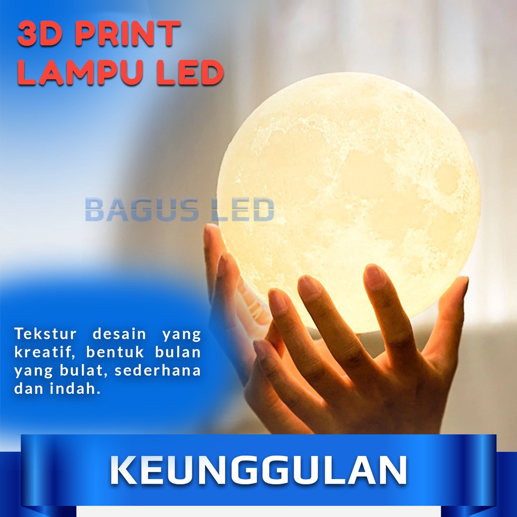 [COD] Lampu Tidur LED Hias Dekorasi Bulat 3D Tumblr Moonlight Lamp