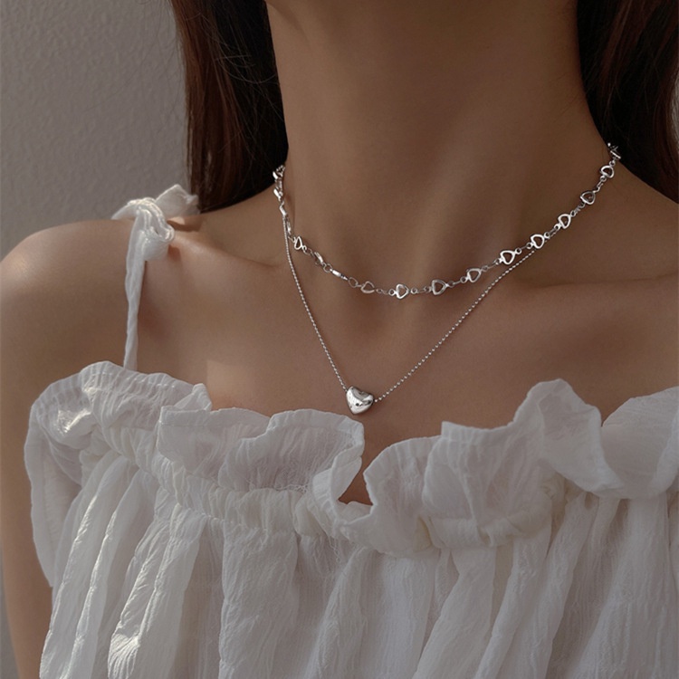 Korean Style Pearl Necklace Butterfly Punk Silver Chain Heart Shape Choker Women Fashion Jewelry Accessories