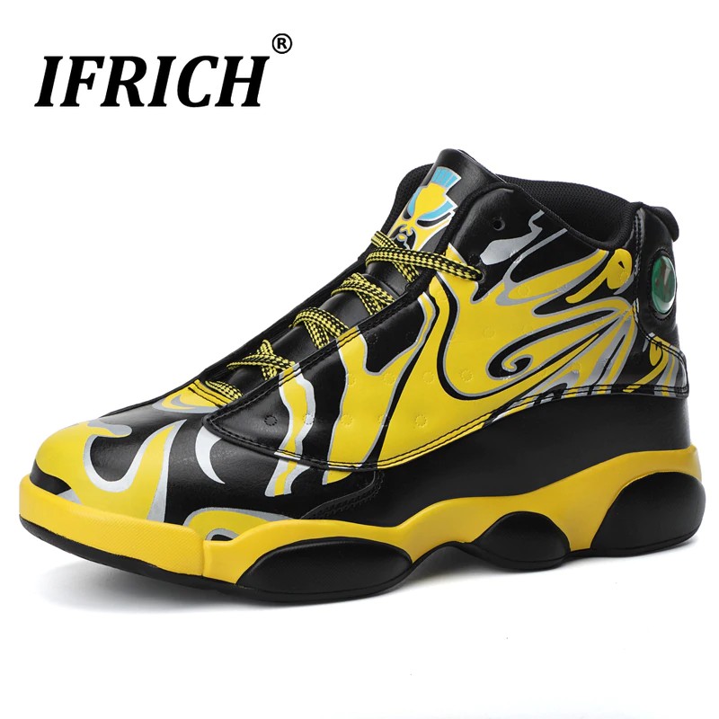 Sepatu basket New Unisex Basketball Sport Shoe High Top Women Basket Shoes Yellow Basketball Shoes