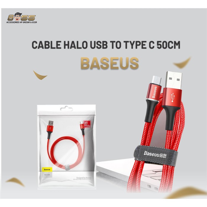 BASEUS CABLE HALO USB TO TYPE C 50CM ORIGINAL GARANSI