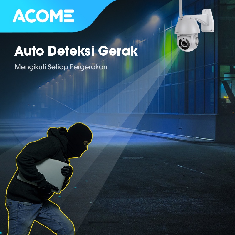 ACOME WiFi Tahan air PTZ Camera CCTV FULL HD 1296P 3MP Kamera No Blind Spot 2 Arah Luar Ruangan APC02