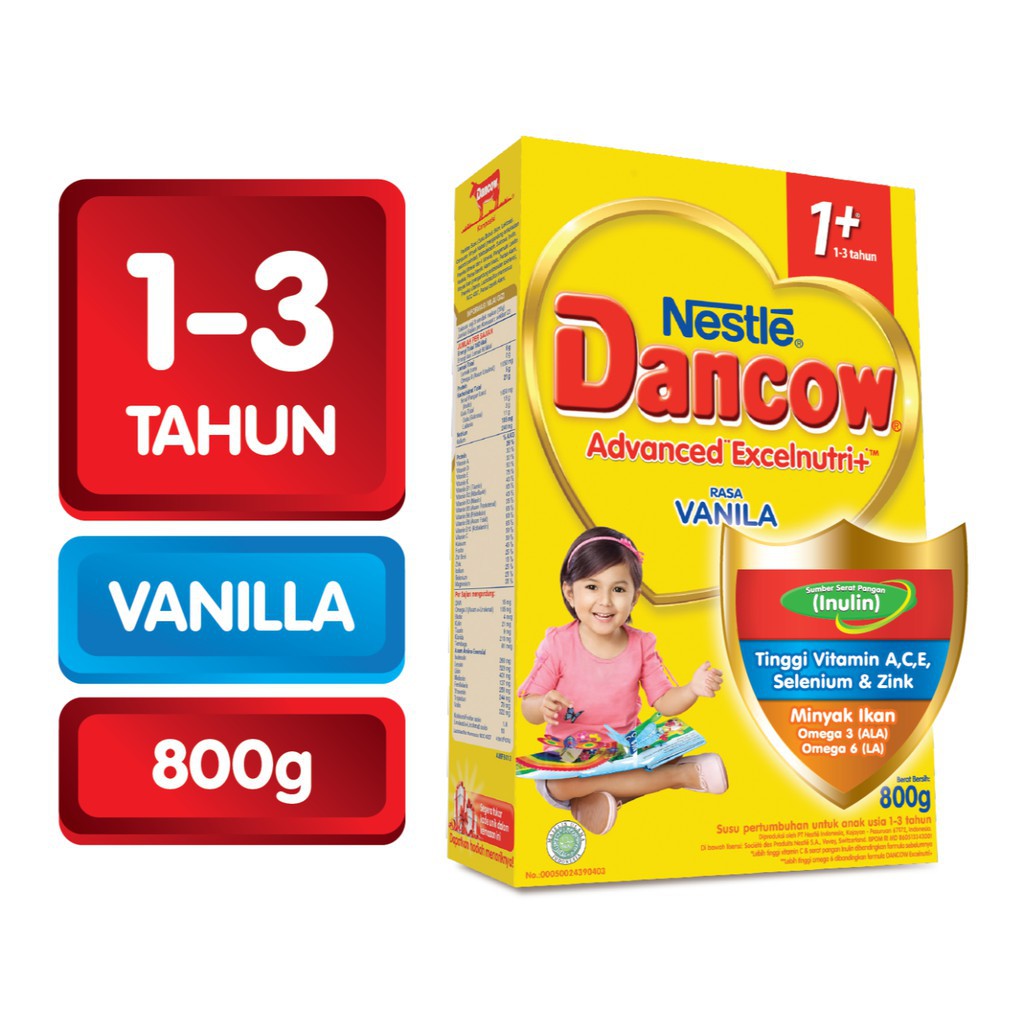 

SUSU DANCOW 1+ RASA VANILLA, MADU, COKELAT LENGKAP 800 GR