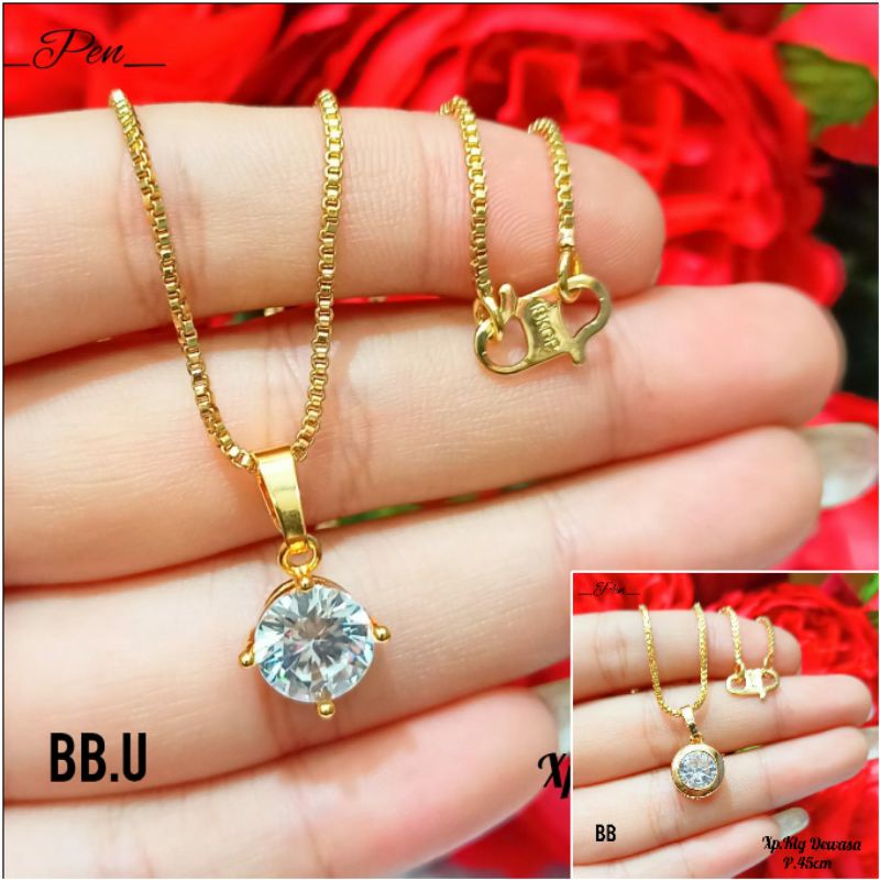 Fourfashion Kalung+Liontin Dewasa Xuping Batu Permata Lapis Emas PD215