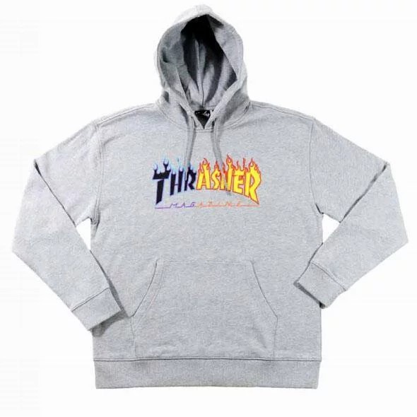 Thrasherr JLP Flame Reburn Grey Hoodie