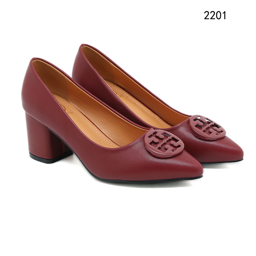 TB Leather Logo Block- Heel Pumps #2201