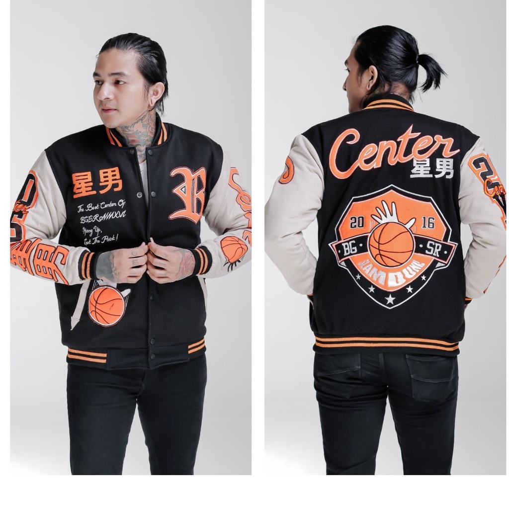 Jaket Varsity CENTER X-07 Jaket Baseball BGSR Original Unisex Cewek Cowok Versity Baseball Pria