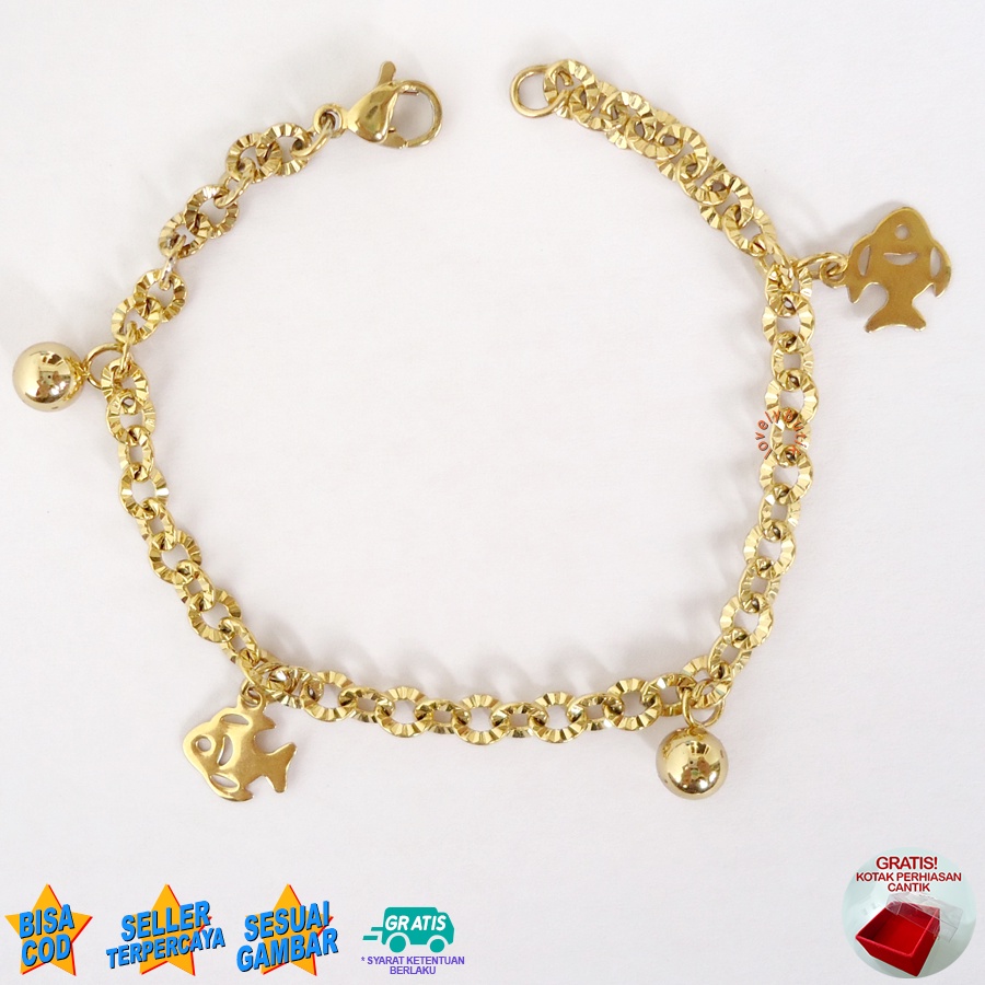 Lovelybutik Gelang Anak Titanium Gelang Tangan Anak Perempuan N3mo Anak Bonus Kotak Perhiasan