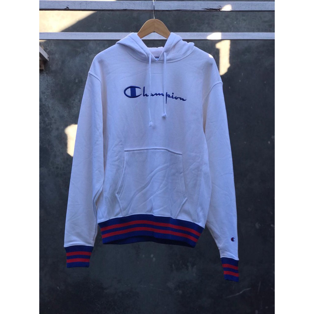 Champion Reverse Weave Yarn Die Rib Trim Pullover Hoodie Vintage Logo