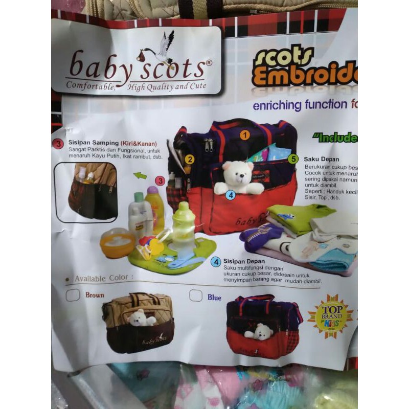TAS BABY SCOTS  TAS BAYI UKURAN BESAR DENGAN BONEKA LUCU