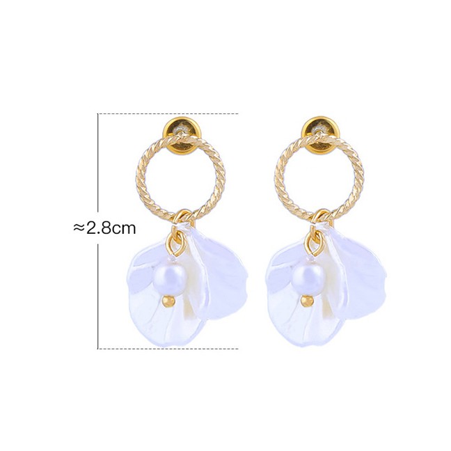 LRC Anting Tusuk Fashion Gold 925 Sterling Silver Geometric Circle Flower Pearl Earrings D03325