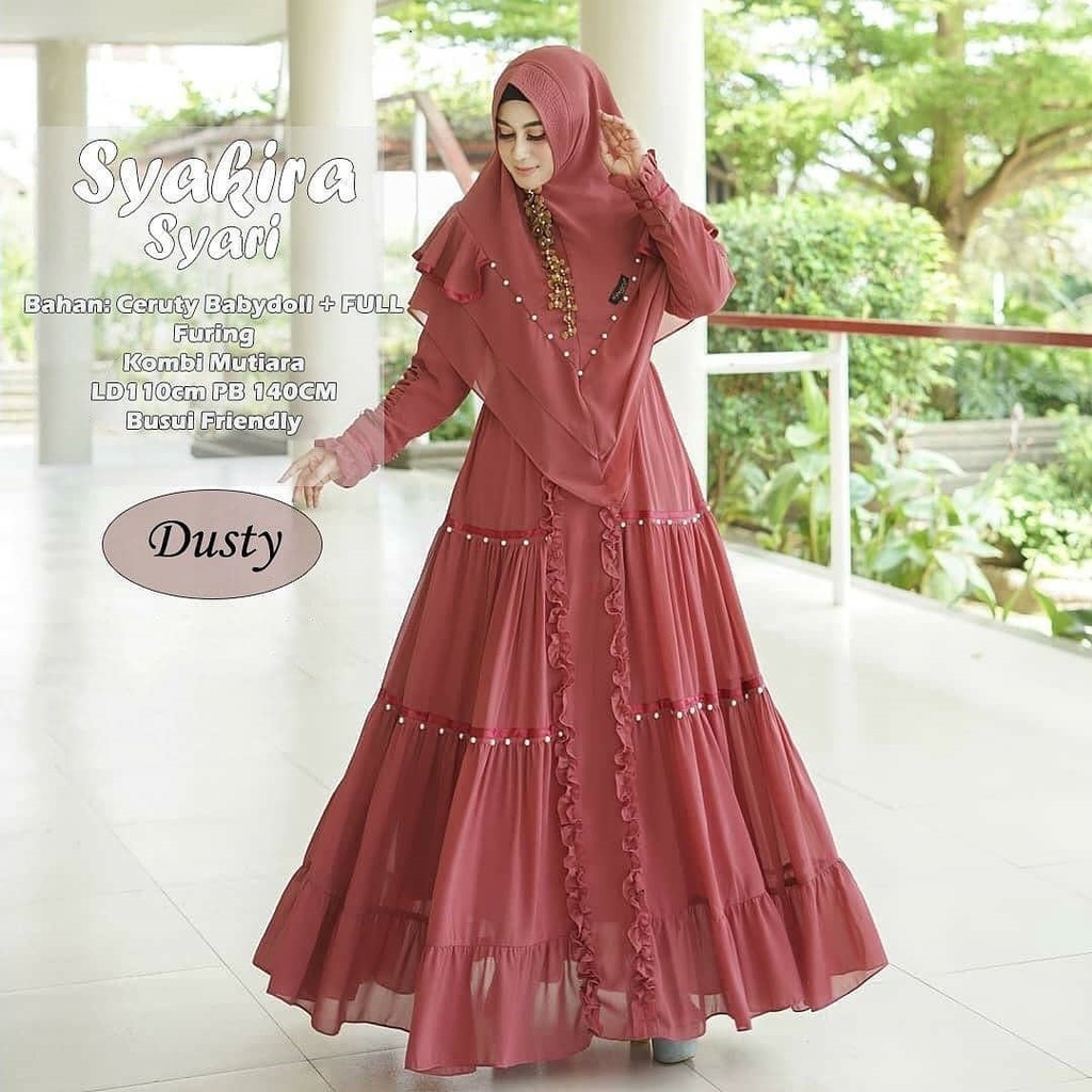FAZZA_FASHION- SYAKIRA SYARI / Gamis Syari  Set Khimar Wanita Terbaru 2021 /Gamis Syari Ceruty Babyd