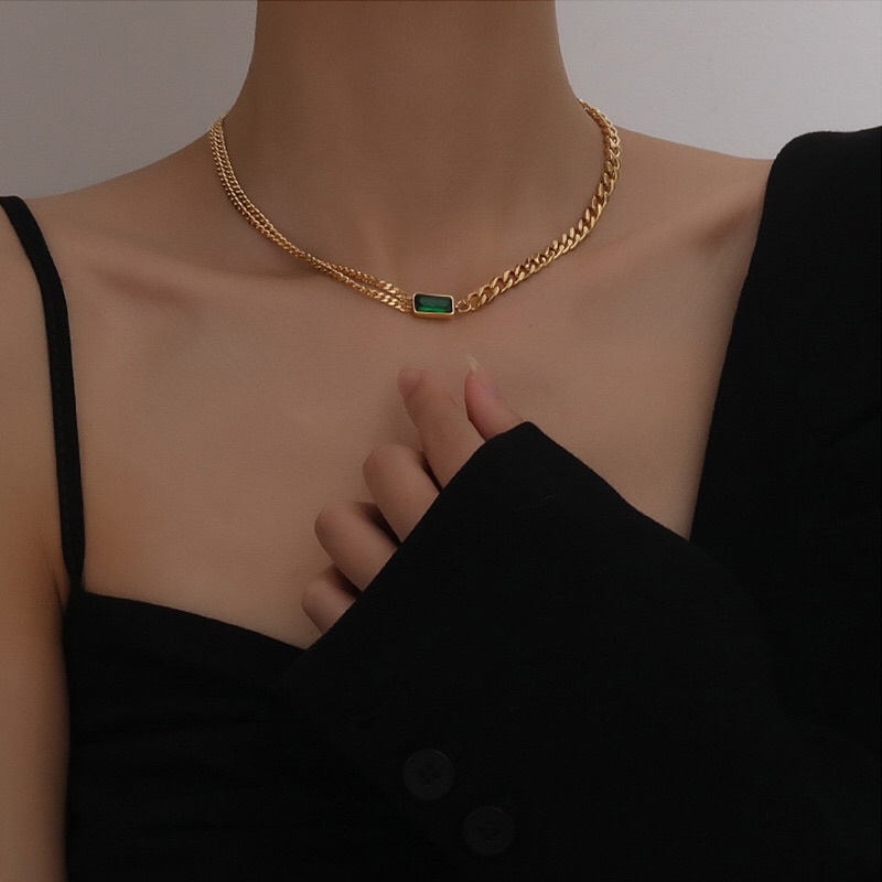 Kalung Titanium Sisik Naga Green Premium Korea Style Fashion