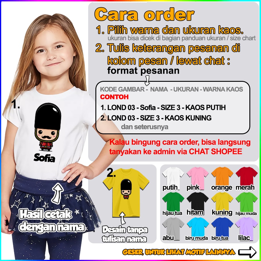 [FREE NAMA!!] Baju Kaos COUPLE  ANAK DAN DEWASA LONDON ENGLAND INGGRIS BANYAK MOTIF