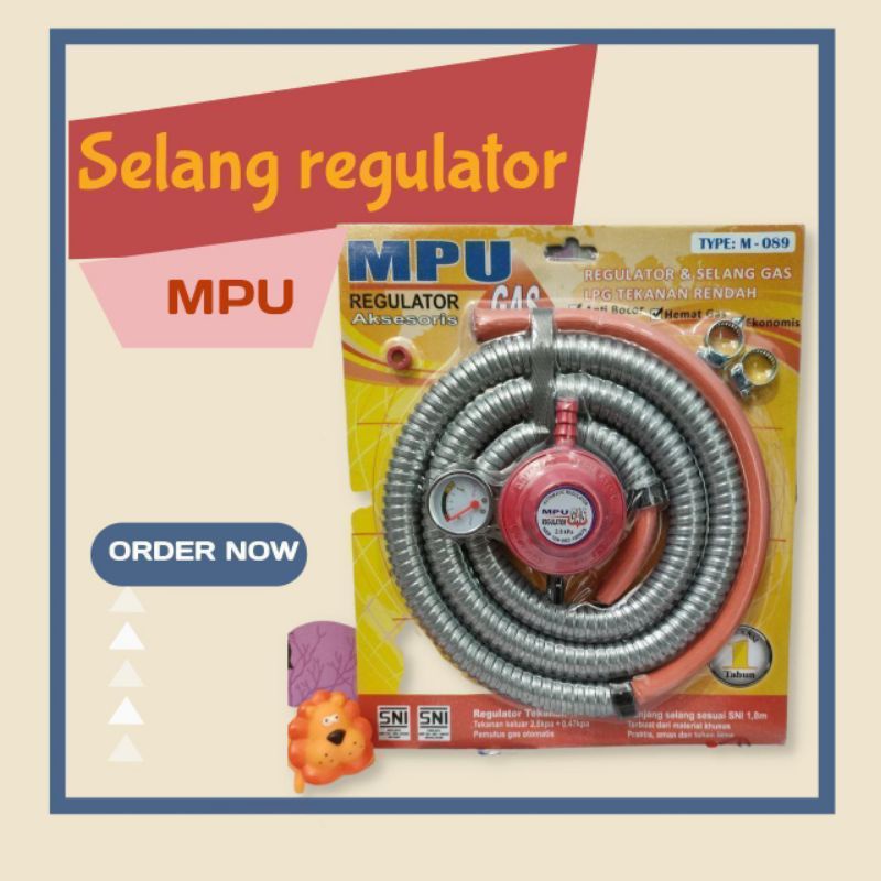 Regulator &amp; Selang Gas MPU Berkualitas SNI Kepala Regulator Kompor Tabung Gaz Elpiji Melon 3kg 5kg 12kg LPG Dapur  Siap Pakai Satu Set Siap Pakai Slang Otomatis Mudah Di pasang Anti Bocor Tekanan Rendah M- 089 Termurah