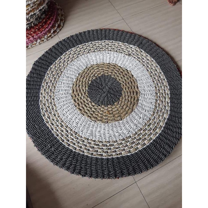 RUG ANYAMAN / KARPET  ANYAM SEAGRAS BULAT WARNA DIAMETER 120 RUG / FLOOR MAT ANYAMAN BULAT