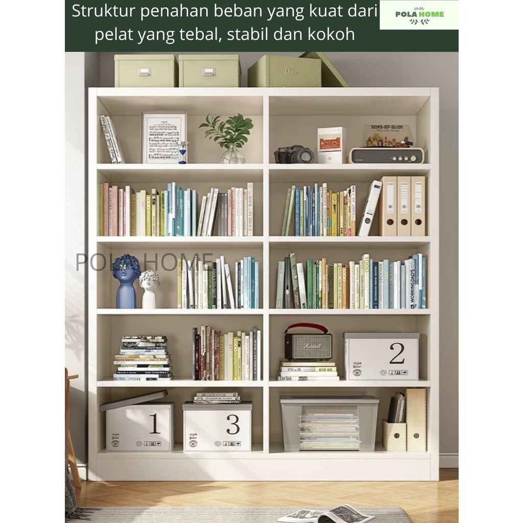 Pola Rak Buku Bookshelf Rak Serbaguna Tempat Penyimpanan Modern Minimalis 120X180x30 CM