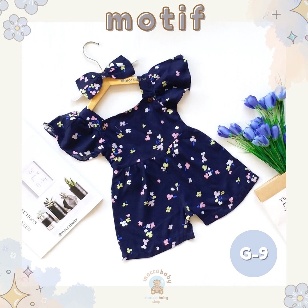 MBSS - BBB JUMPSUIT LAURA setelan anak perempuan jumper bayi motif bunga lucu free headband PART 2