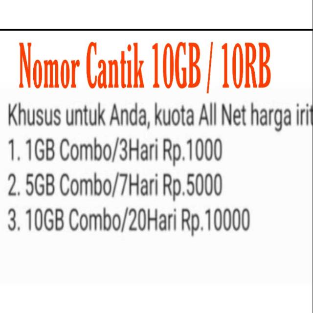 Kartu Cantik Bahan Telkomsel 10GB | 10RB