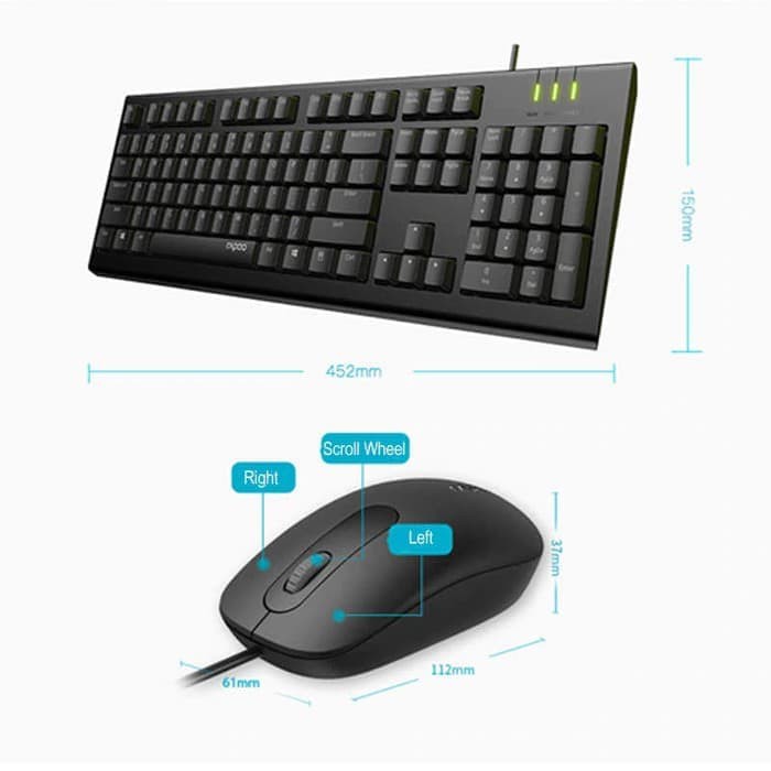 KEYBOARD + MOUSE USB COMBO RAPOO X120PRO