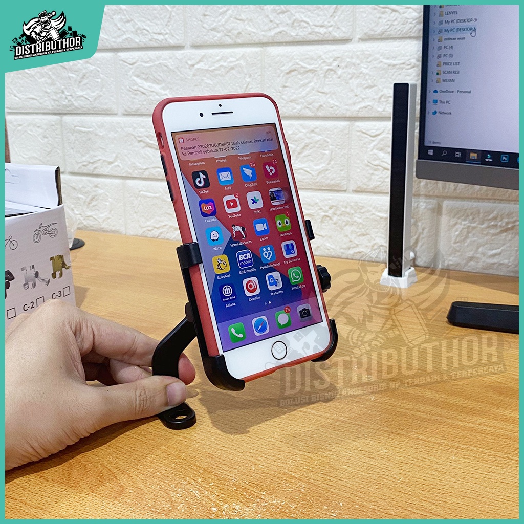 Holder Motor BESI dudukan penahan handphone spion motor original kuat kokoh tidak goyang saat di gunakan NB20