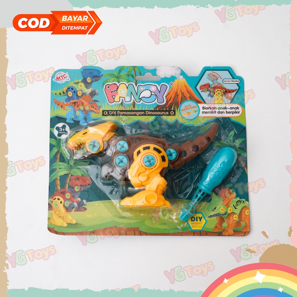 YGtoys Mainan Dinosaurus DIY Bongkar Pasang Dino Assembly Puzzle Edukasi Edukatif