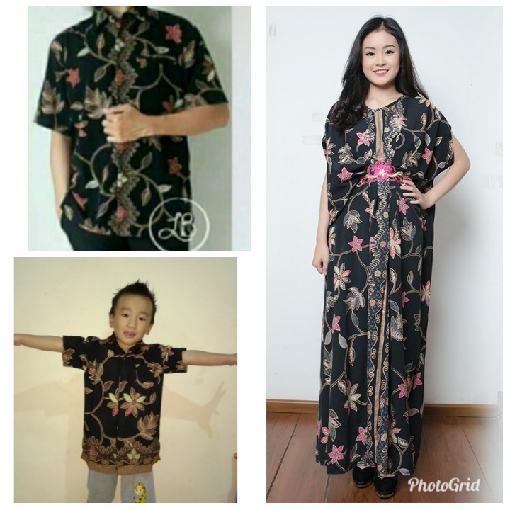 SB Collection Couple Family Dress Maxi Livia Kaftan Jumbo Dan Kemeja Anak Ayah Batik Pria