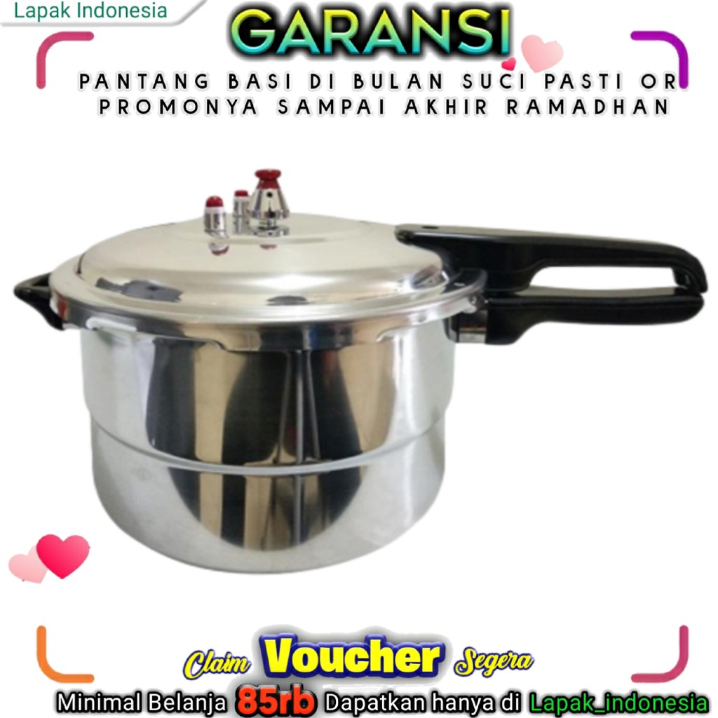 Panci Presto 8 Liter - Pelunak Daging Multifungsi 3 In 1 Tutup Kaca Bisa Merebus
