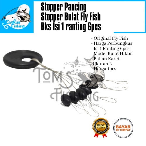 Stopper Pancing Fly Fish Bulat Hitam Perbungkus 1 Ranting 6 pcs (Ukuran L ) Murah - Engkus Fishing