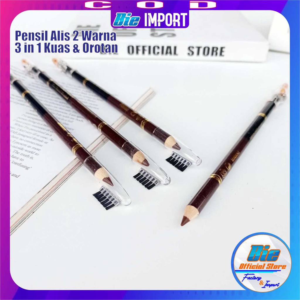 PENSIL ALIS 2 WARNA HANBO 3 IN 1/ Eyebrow black color