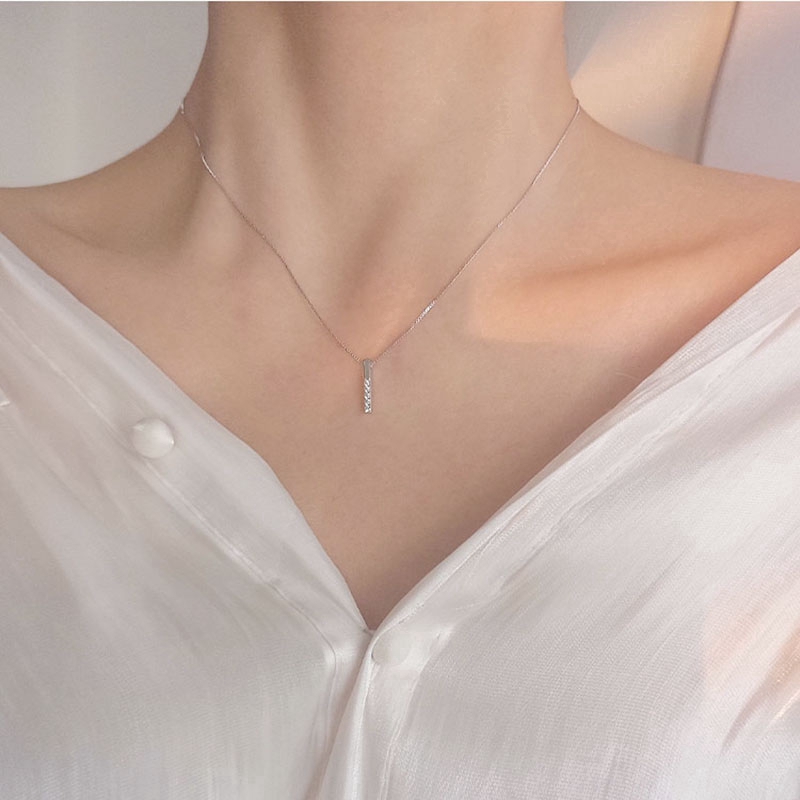Pesona Kalung Kristal Perak Korea Silver Crystal Necklace Charm Matel Zircon Pendant Necklaces for Women Lady Party Gifts
