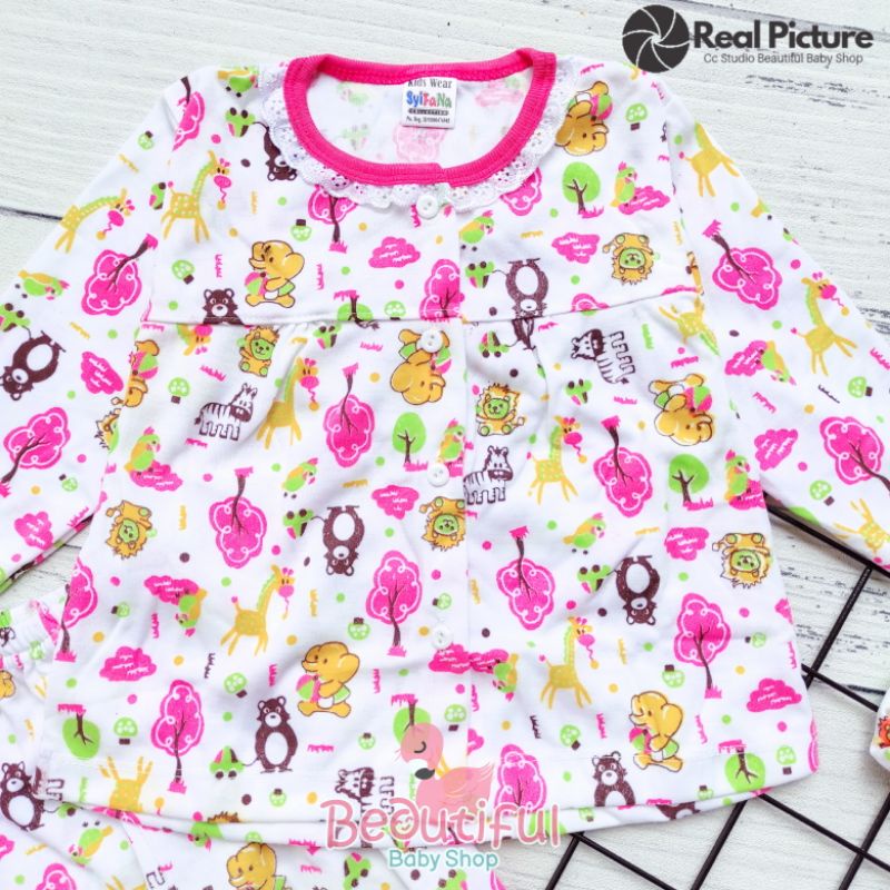 Setelan Baju Bayi Panjang Motif Animal Zoo / Setelan Piyama Bayi Perempuan / Baju Bayi Merk Syifana / Baju Bayi Perempuan / Baby.ou_