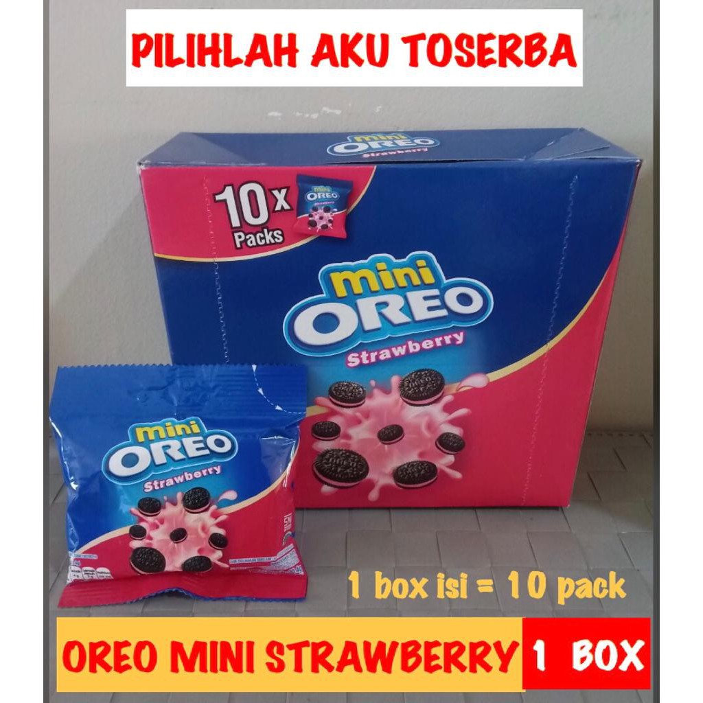 Oreo Mini STRAWBERRY Pouch 10 x 20,4 gr ( HARGA PER BOX )