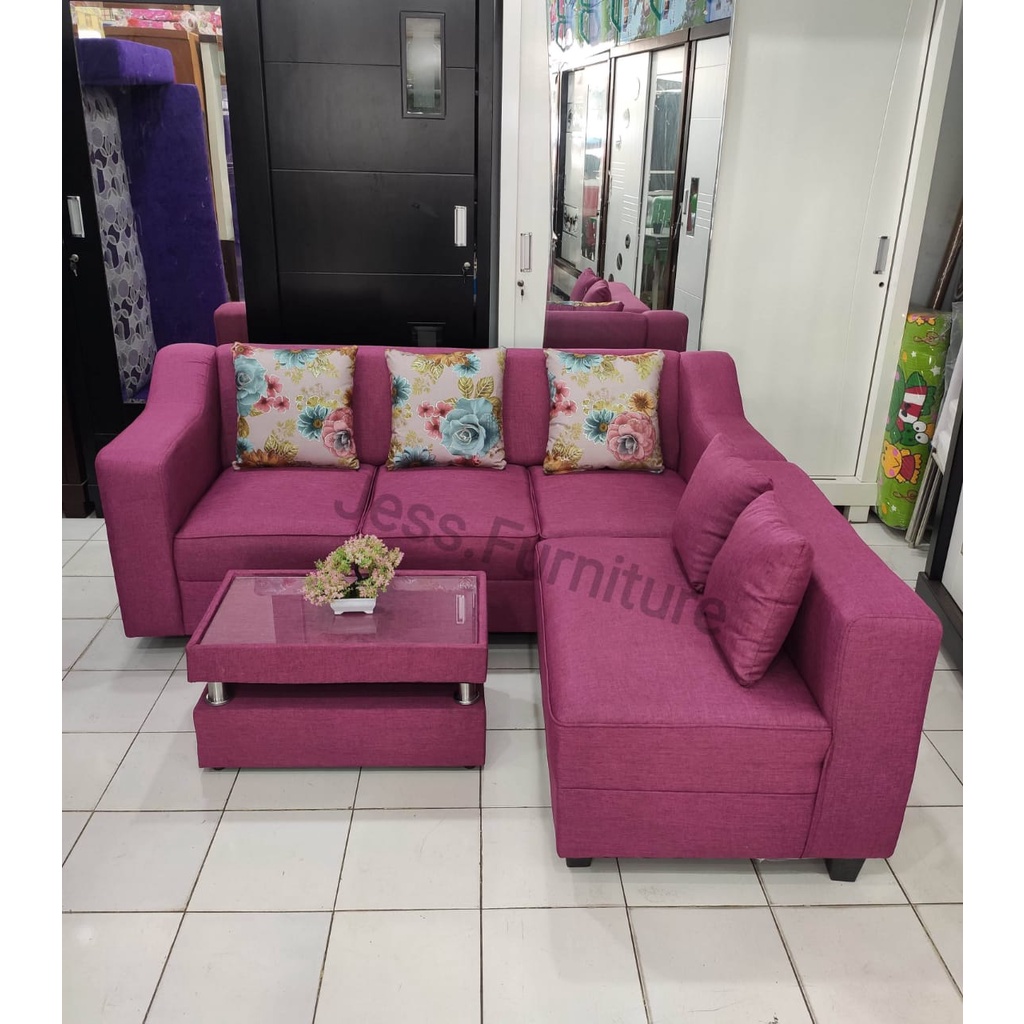 Sofa L Sofa ruang tamu Sofa minimalis mewah / Sofa L Ruang Tamu Pink