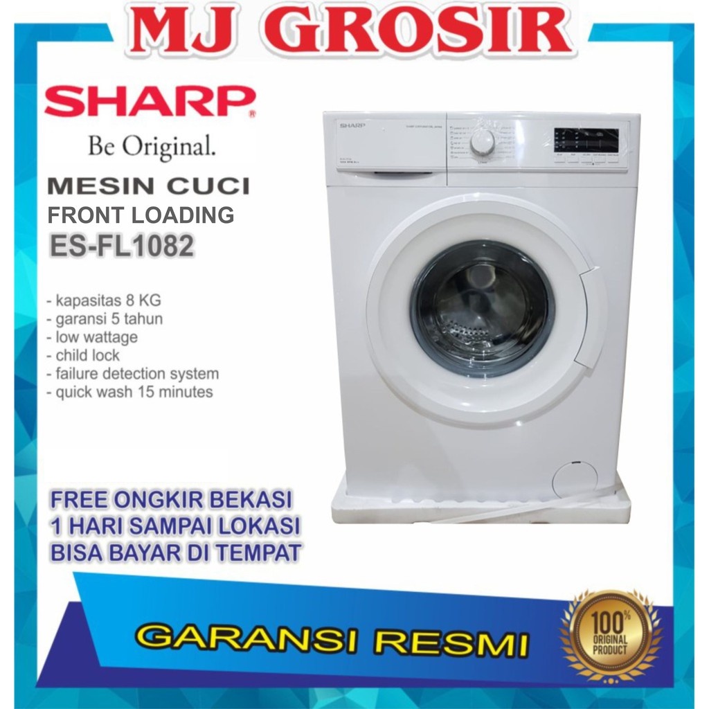 MESIN CUCI FRONT LOADING SHARP ES-FL 1082 ESFL1082 8 kg 1 TABUNG