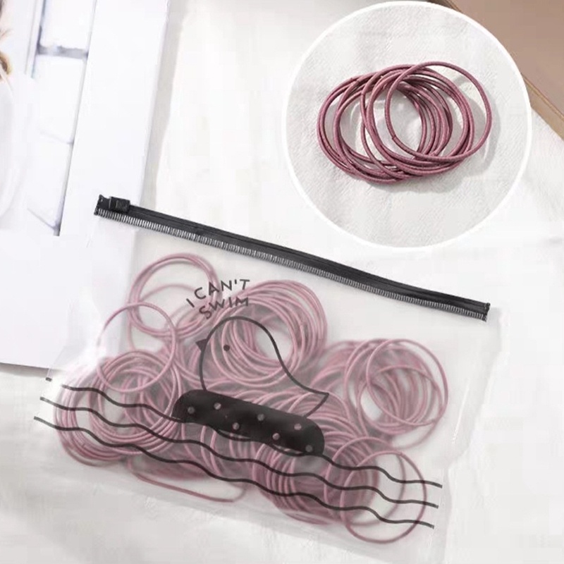 100Pcs/1000Pcs Ikat Karet Rambut Elastis Warna Polos Gaya Korea untuk Wanita-red 100pcs