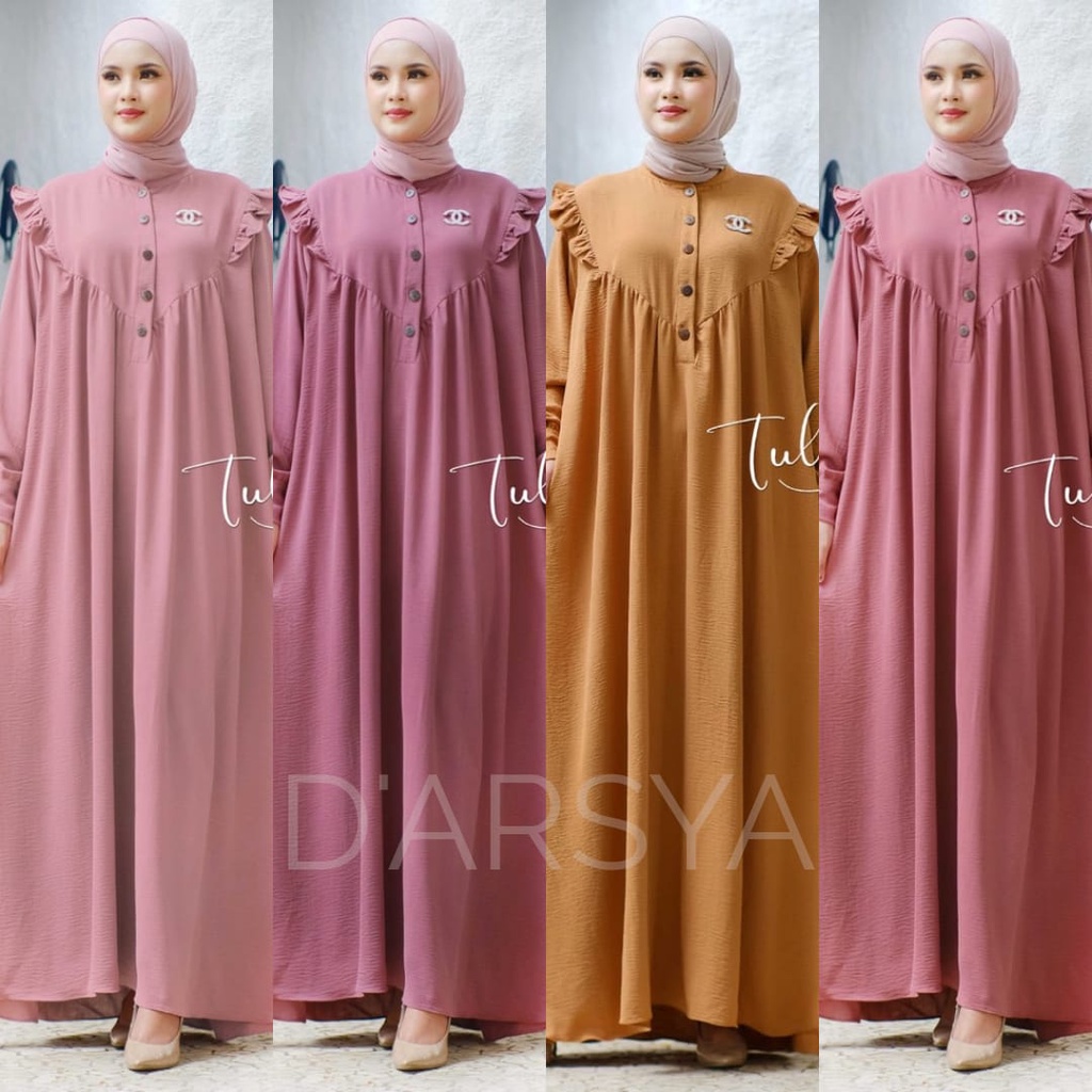 Produk Terbaru Afwa Dress Maxi Gamis Wanita Jumbo Dress Muslim Bahan Airflow Import Motif Polos LD13