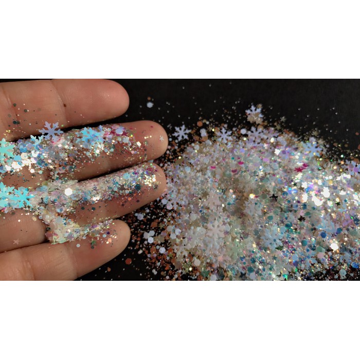 Snowflake glitter hexagon glitter aksesoris kuku nail art make up