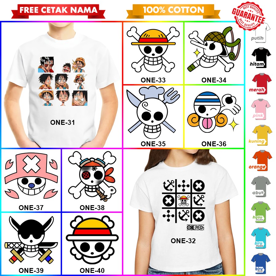 [FREE NAMA!!] Baju Kaos COUPLE  ANAK DAN DEWASA ONE PIECE BANYAK MOTIF