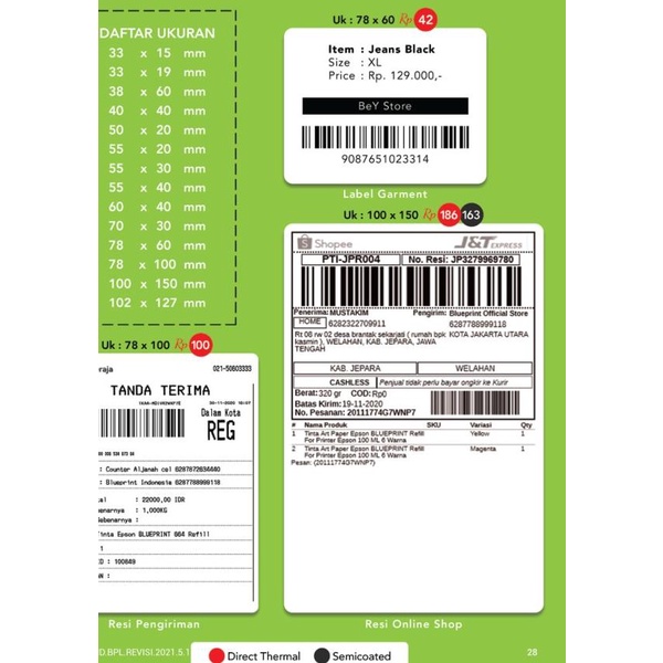 

♬ Kertas Thermal Stiker 100x150 BLUEPRINT Lite Label 100 x 150 mm 400Pcs ☉