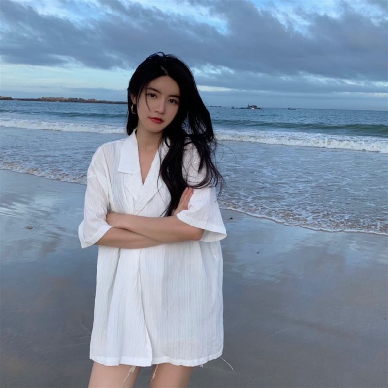 #Sisjuly# Wanita Musim Panas Baru Malas Lengan Pendek Murni Desire Chic Top Desain Kecil Retro Hong Kong Gaya