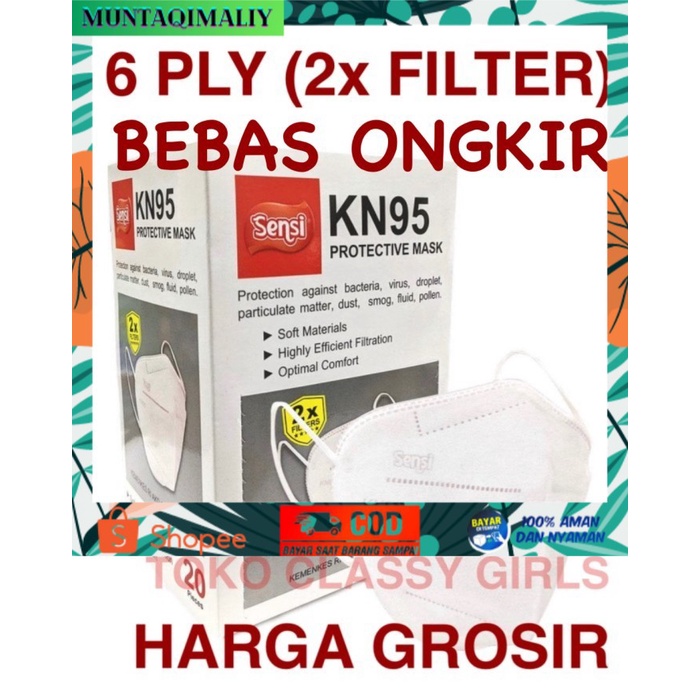 [TERBARU] Masker KN95 SENSI 5 PLY - DOUBLE FILTER - Putih