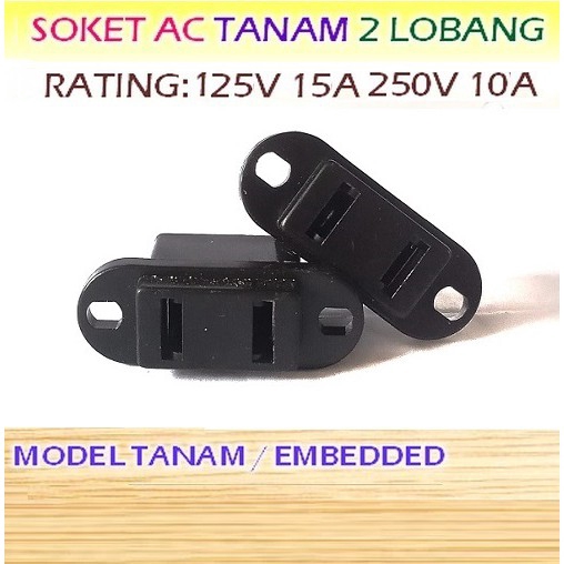 BA-87 Socket AC Outlet Tanam 2 Lubang Gepeng pipih Power 2 Lubang Ampli Connector