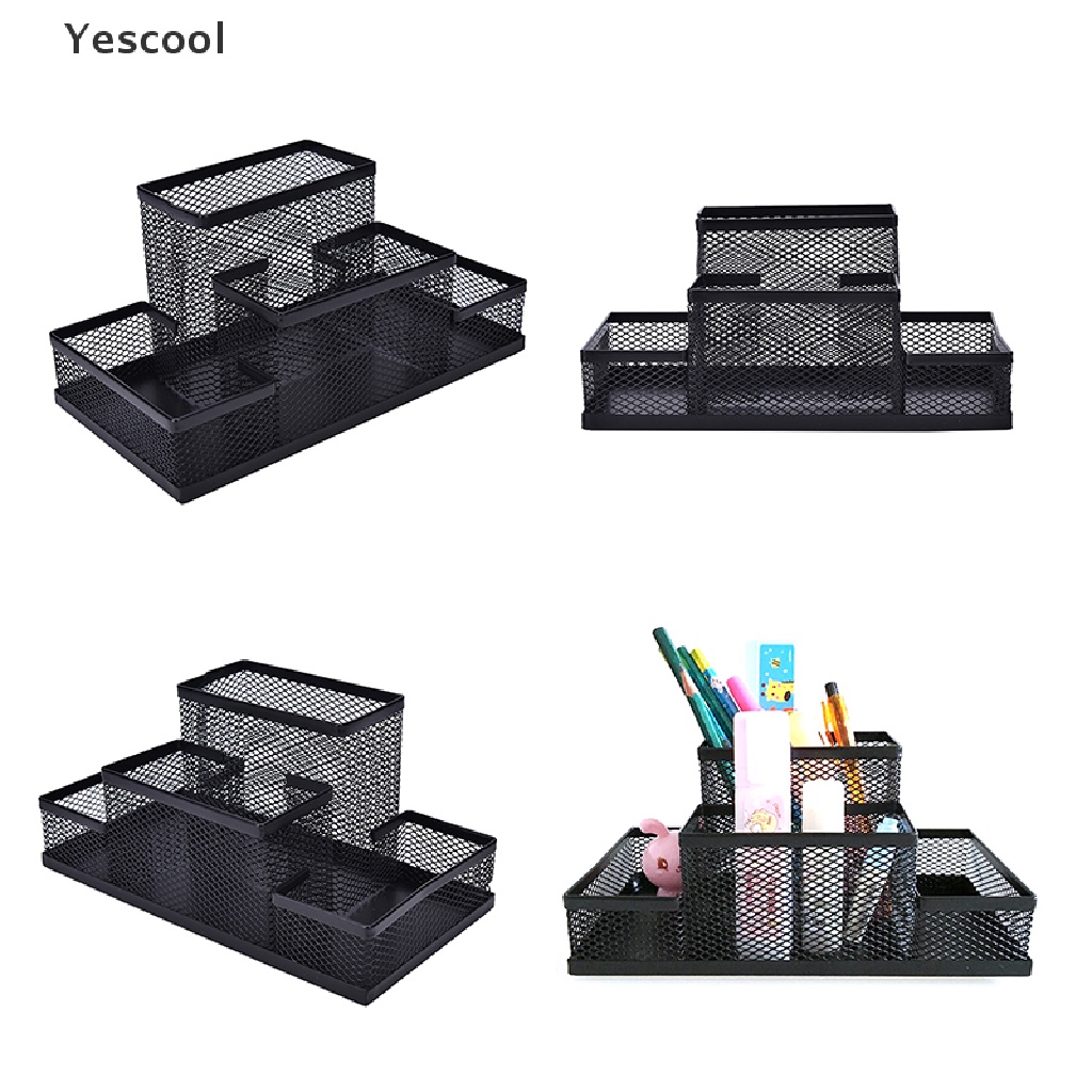 Yescool Metal Mesh Home Office Pen Pencils Holder Desk Stationery Storage Organizer Box， .