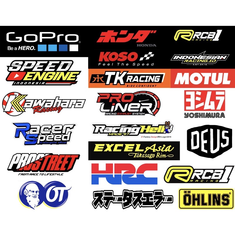 sticker stiker pack racing variasi rcb motul yoshimura gopro racer hrc