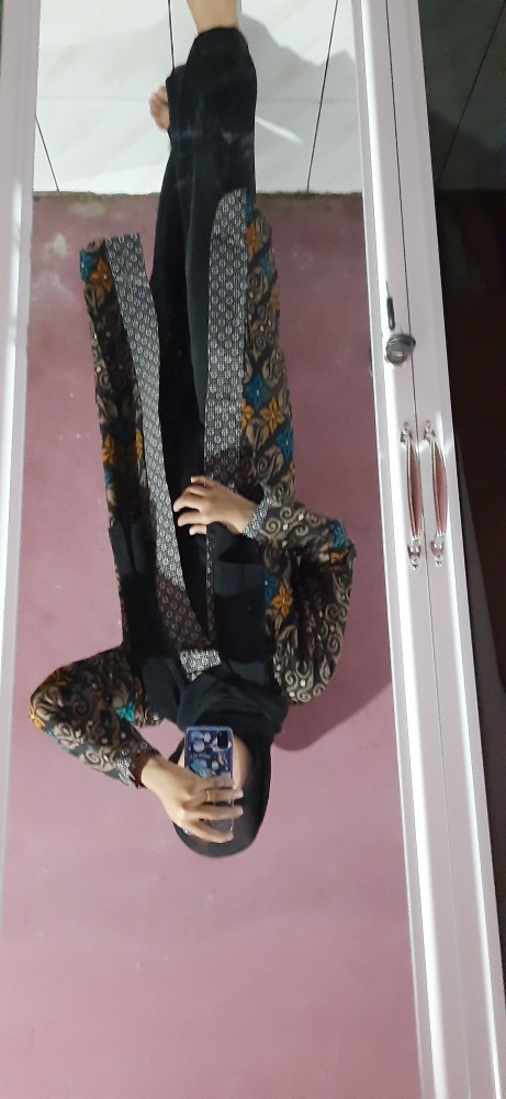 Longcardi Aluna Bunga Zigzag Lawasan Outer Batik Kantoran Wanita Formal Kondangan Katun Halus