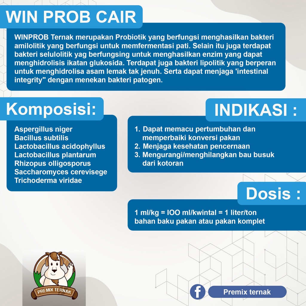 WIN Prob Ternak Cair 1liter/ Probiotik untuk ternak sapi kambing domba