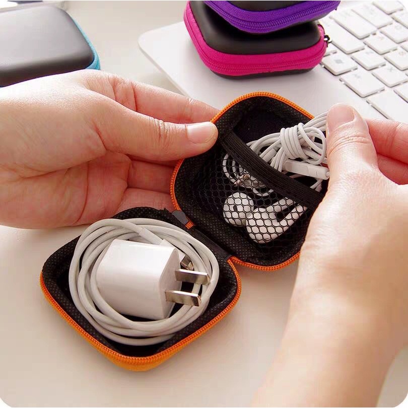 Pouch Earphone Kecil Dompet Headset Cable multifungsi Sarung travel pouch Hedset tempat simpan kabel casan chager koin tas kotak mini