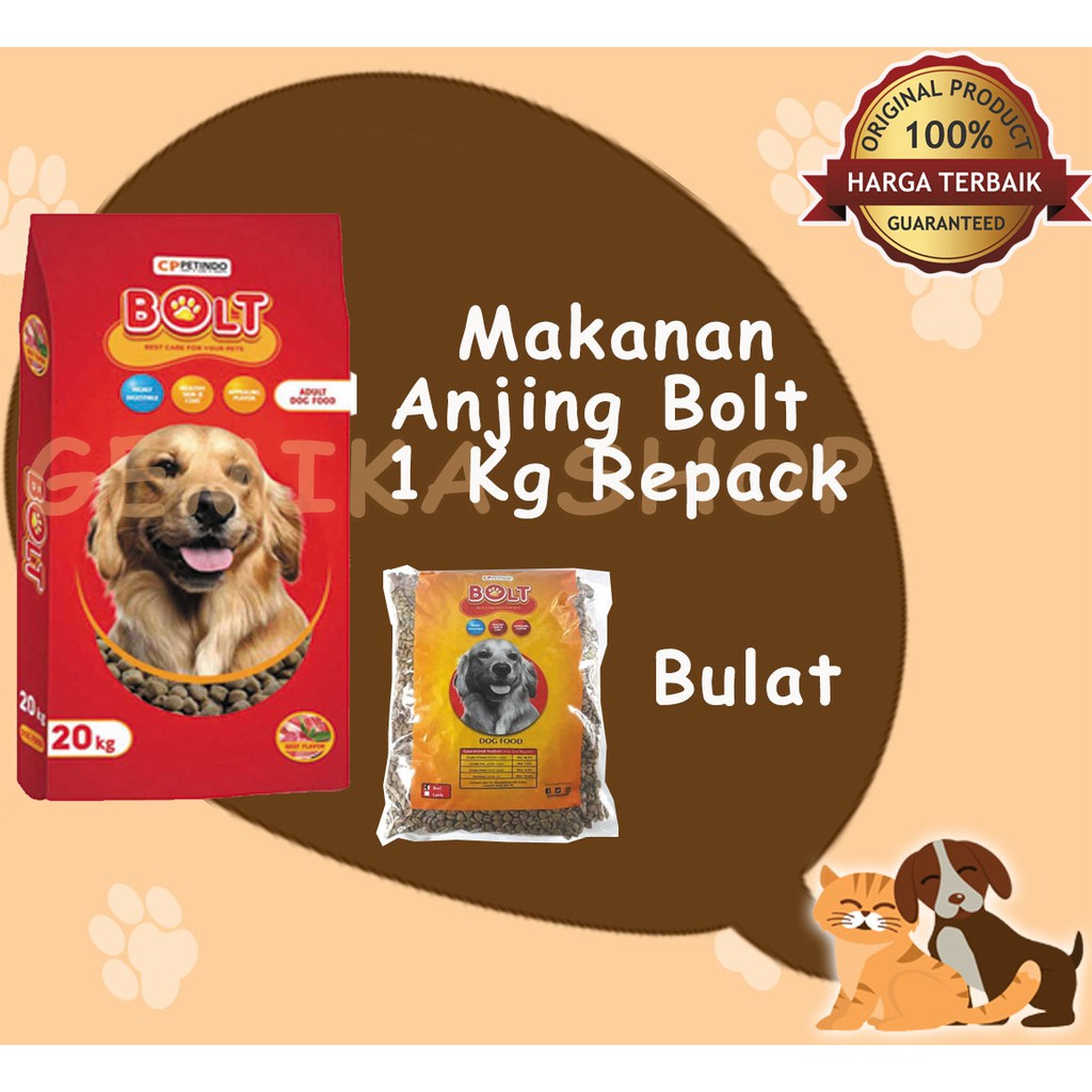 MAKANAN ANJING BOLT BEEF ( BULAT /SEGITIGA ) ATAU LAMB 1 KG