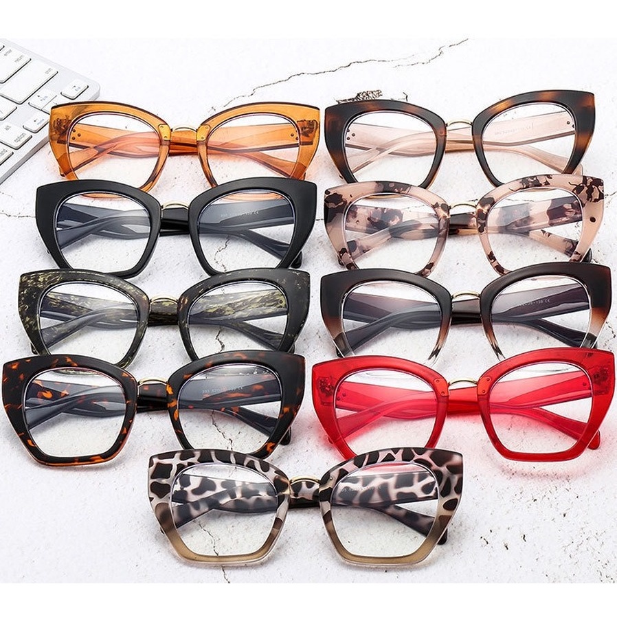 （YUZHU）COD Kacamata Retro Hip Hop Western Fashion Cat Eye Kacamata Warna-warni untuk Wanita