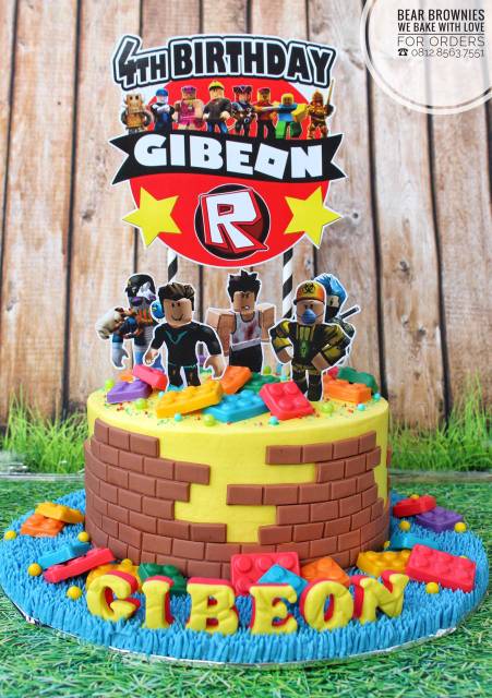 Topper Cake Birthday Roblox 2 Motif Shopee Indonesia - pink roblox cake roblox cake roblox birthday cake birthday